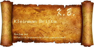 Kleinman Britta névjegykártya
